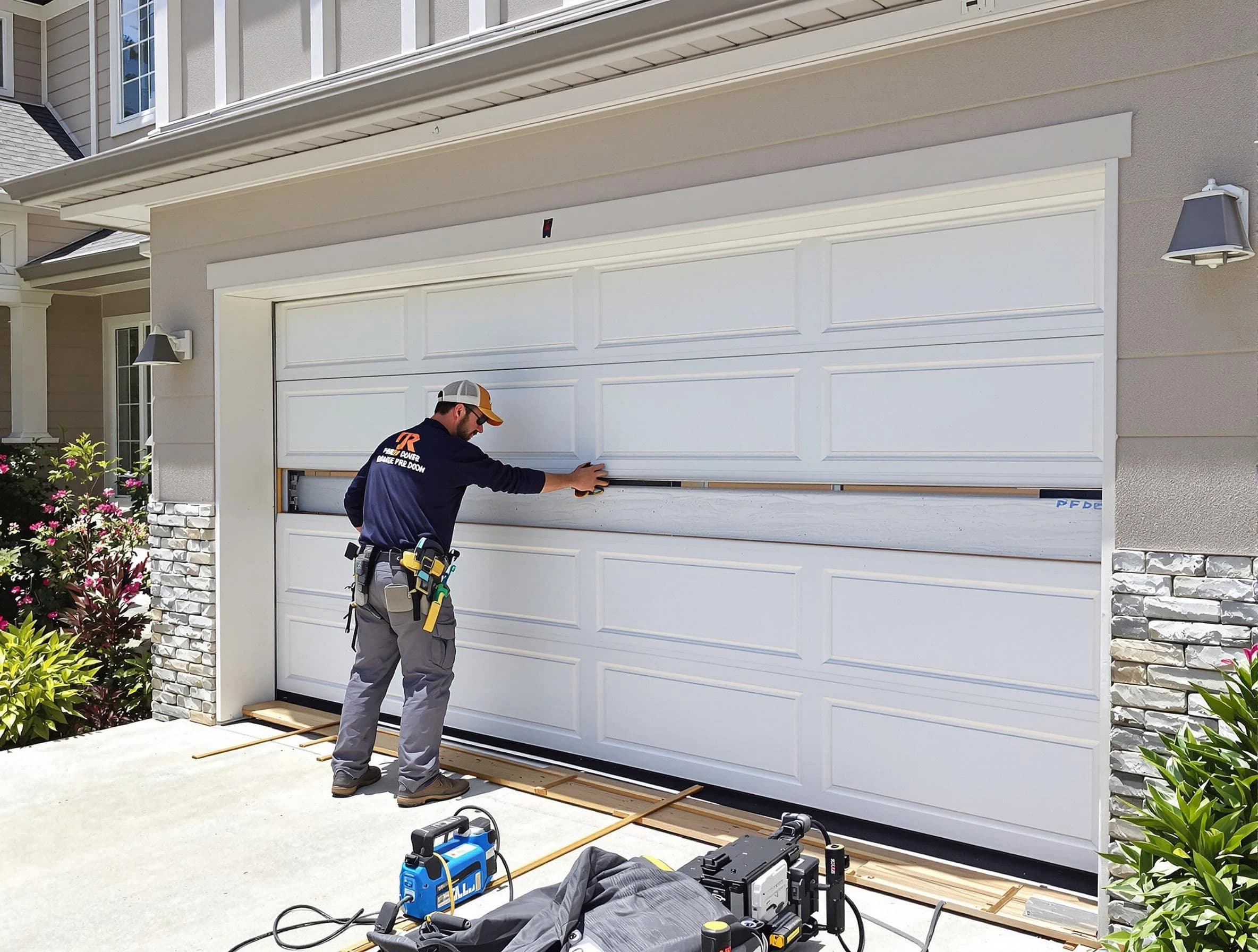 Lyndhurst Garage Door Repair team performing complete garage door replacement at Lyndhurst residence