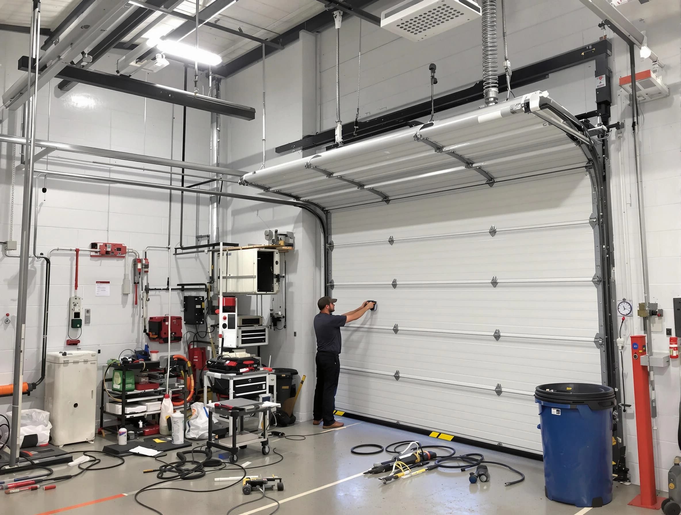 Lyndhurst Garage Door Repair certified technician performing commercial door repair at a Lyndhurst business facility