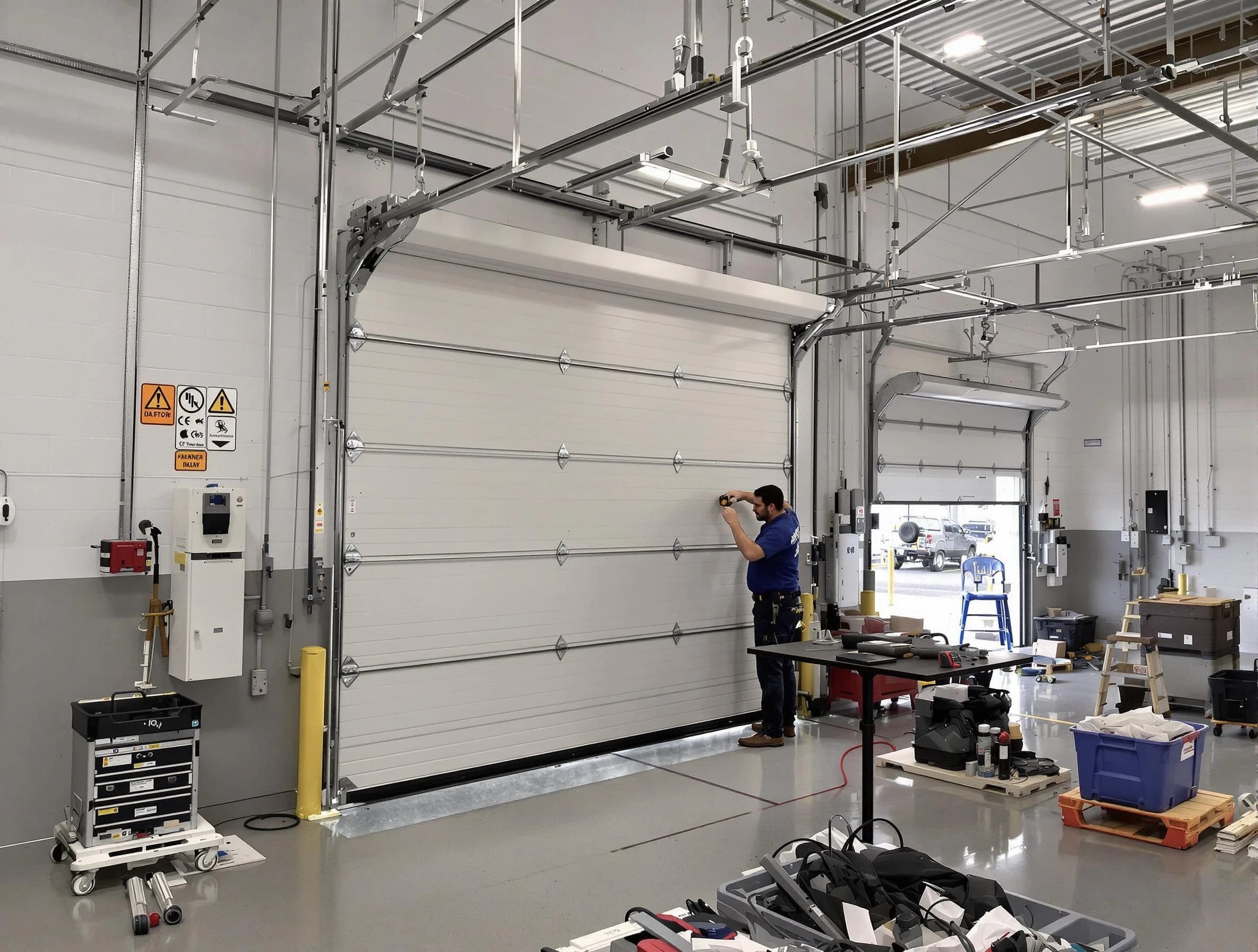Commercial garage door repair being performed by Lyndhurst Garage Door Repair expert in Lyndhurst