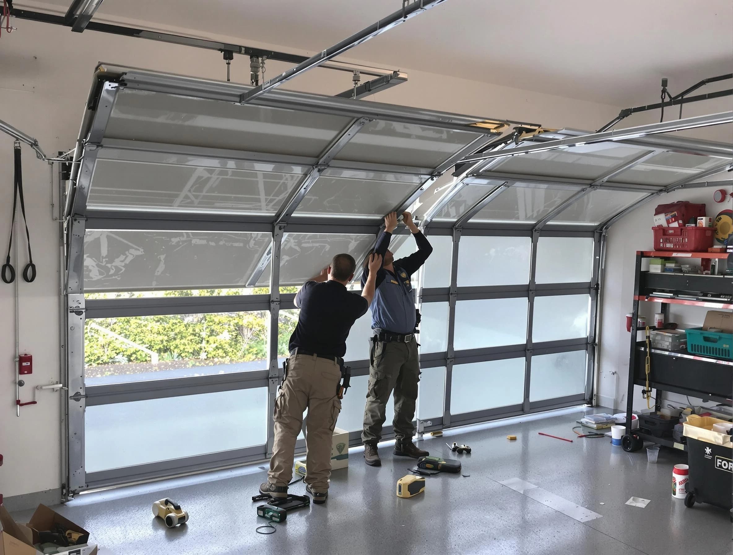 Lyndhurst Garage Door Repair expert performing precise panel replacement on Lyndhurst garage door