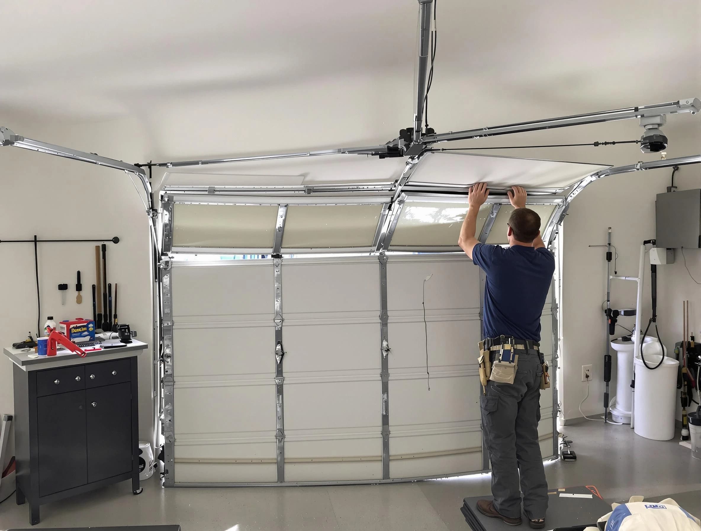 Lyndhurst Garage Door Repair specialist performing precise section replacement on Lyndhurst garage door