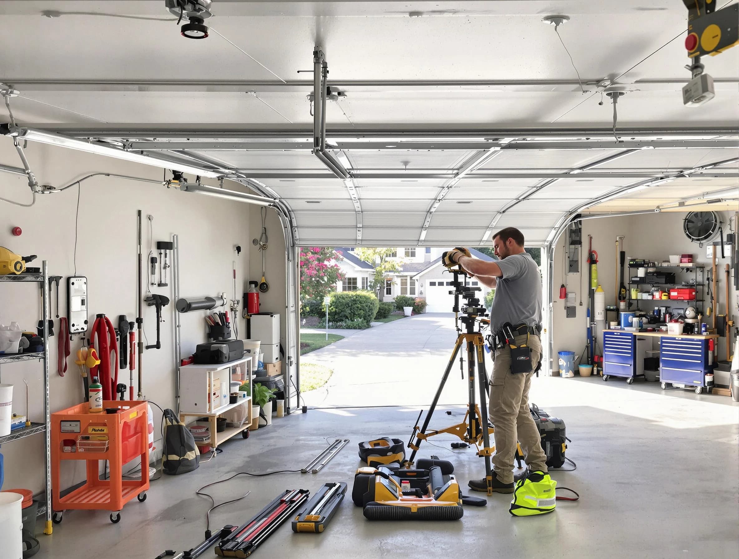 Lyndhurst Garage Door Repair specialist performing laser-guided track alignment in Lyndhurst