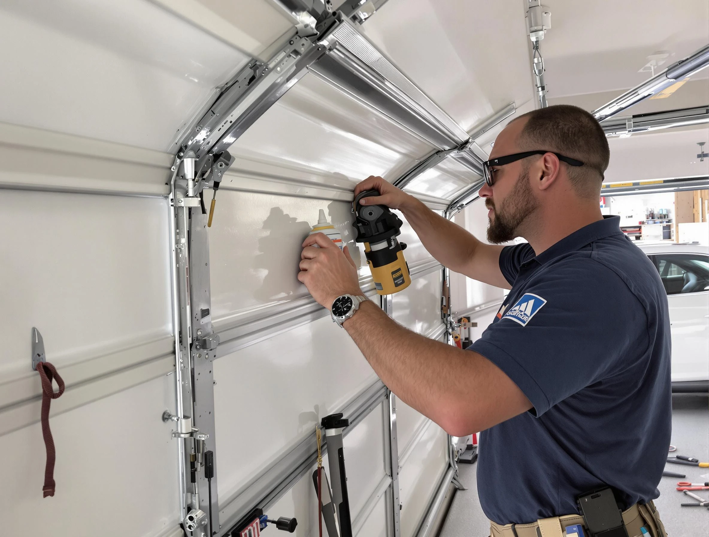 Lyndhurst Garage Door Repair technician performing comprehensive noise reduction service in Lyndhurst